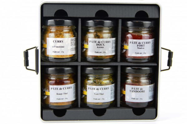 Coffret de pate de curry et de curry en poudre le comptoir colonial