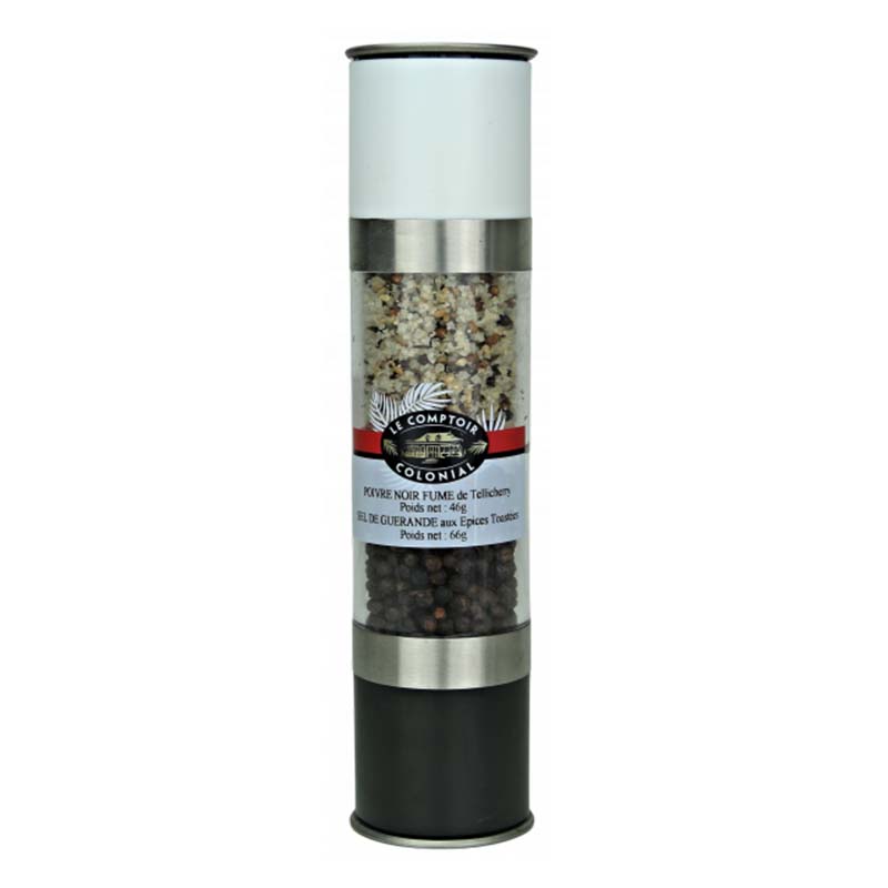 moulin duo poivre noir fume et sel de guerande aux epices