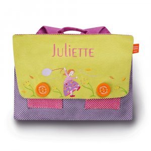 cartable violet vert brodé